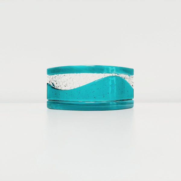 Small Teal Fused Glass Curve