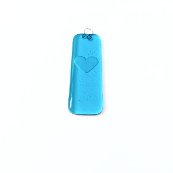 Turquoise Glass Heart Suncatcher