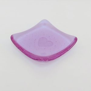 Lilac Glass Heart Ring Dish