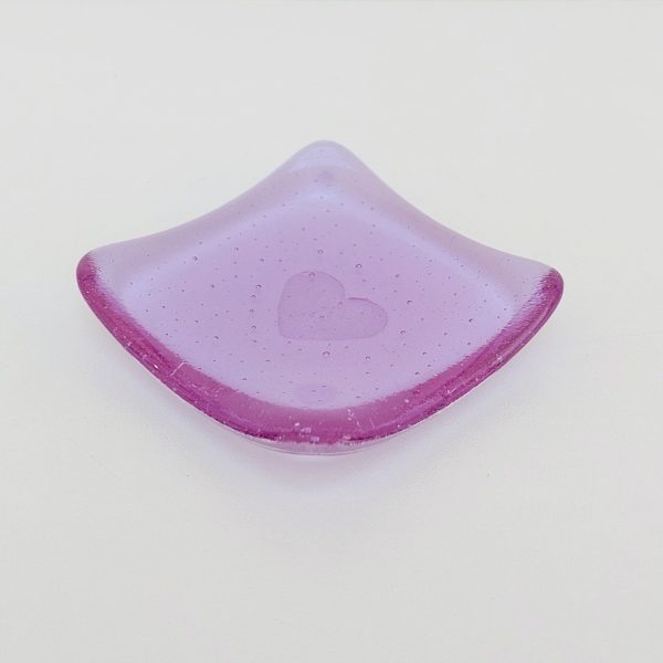 Lilac Glass Heart Ring Dish