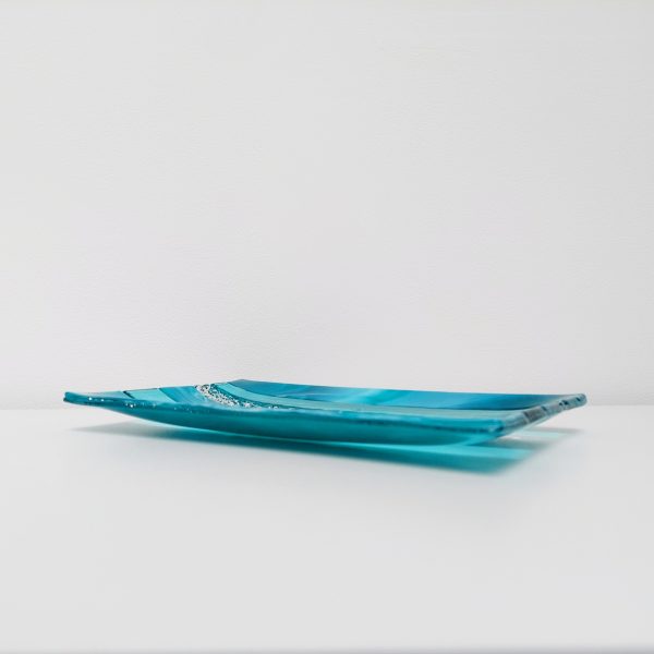 Textured Teal Glass Art Plate - Image 3