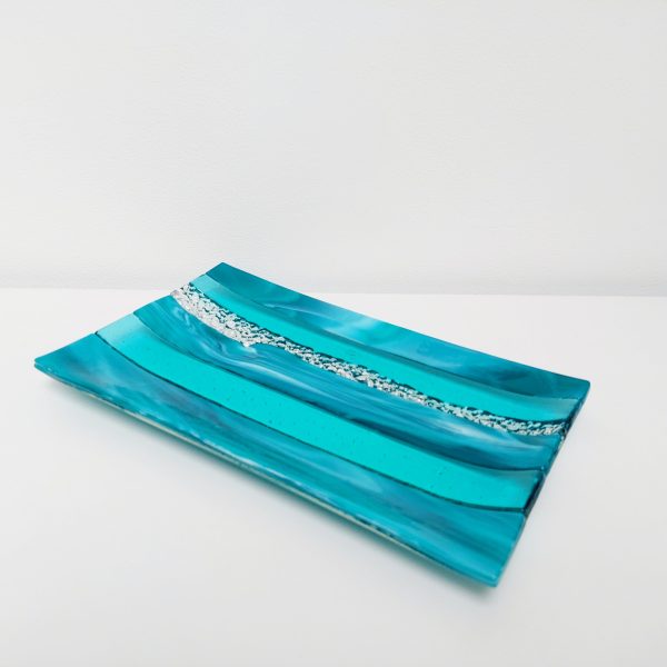 Textured Teal Glass Art Plate - Image 6
