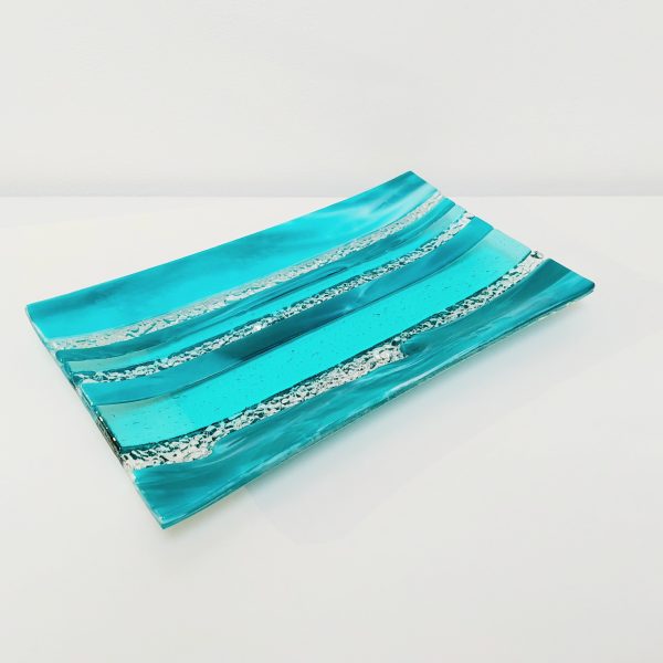 Textured Teal Glass Art Plate - Image 4