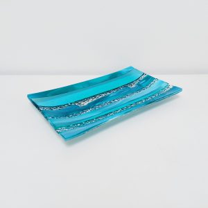 Textured Teal Glass Art Plate