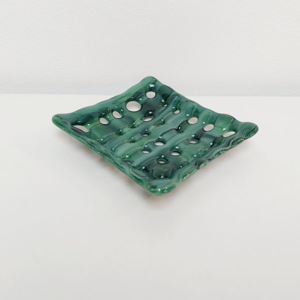 Spring in Grizedale Glass Art Soap Dish with Holes