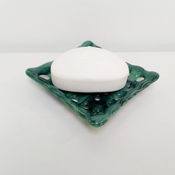 Spring in Grizedale Glass Art Soap Dish with Holes - Image 2