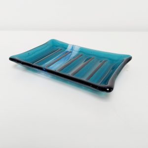 Ocean Glass Art Soap Dish with Ridges
