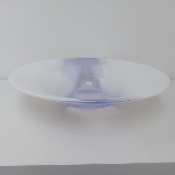 Large Lilac Glass Art Bowl, Handmade White Kiln Formed Bowl with a Light Purple Cascade, Contemporary Fruit Bowl, Artisanal Wedding Gift - Image 8