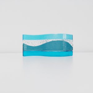 Small Sea Blue Glass Wave with Turquoise Accents