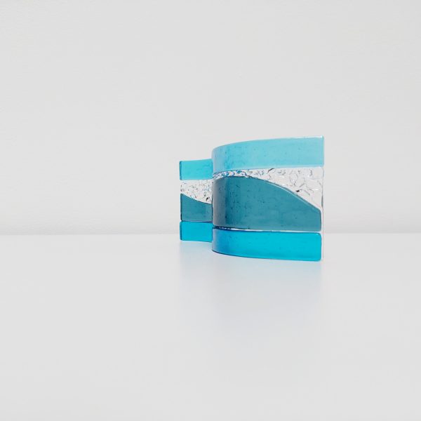 Small Sea Blue Glass Wave with Turquoise Accents - Image 3