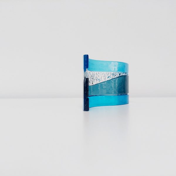 Small Sea Blue Glass Wave with Turquoise Accents - Image 5