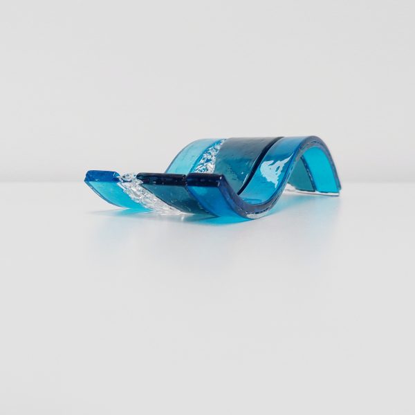 Small Sea Blue Glass Wave with Turquoise Accents - Image 2