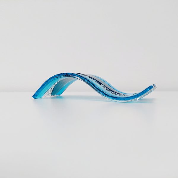 Small Sea Blue Glass Wave with Turquoise Accents - Image 6