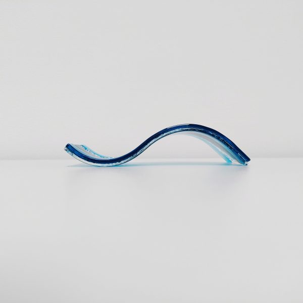 Small Sea Blue Glass Wave with Turquoise Accents - Image 8