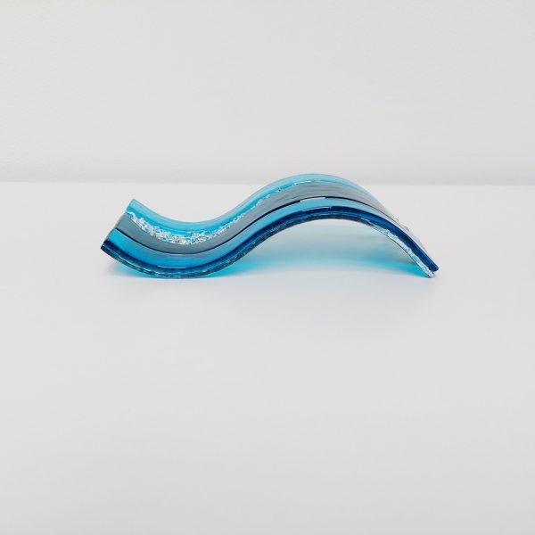 Small Sea Blue Glass Wave with Turquoise Accents - Image 4