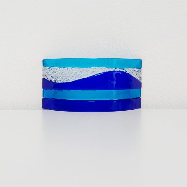 Cobalt and Turquoise Glass Art Curve