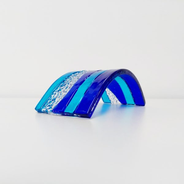 Cobalt and Turquoise Glass Art Curve - Image 2