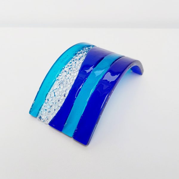 Cobalt and Turquoise Glass Art Curve - Image 3