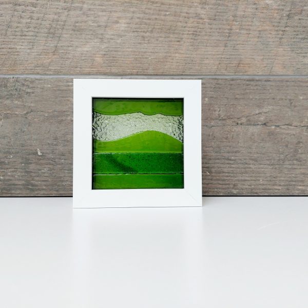 Artisan Green Glass Art Picture, Small Lime and Aventurine Green Fused Glass Framed Picture - Image 7