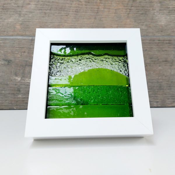 Artisan Green Glass Art Picture, Small Lime and Aventurine Green Fused Glass Framed Picture - Image 4