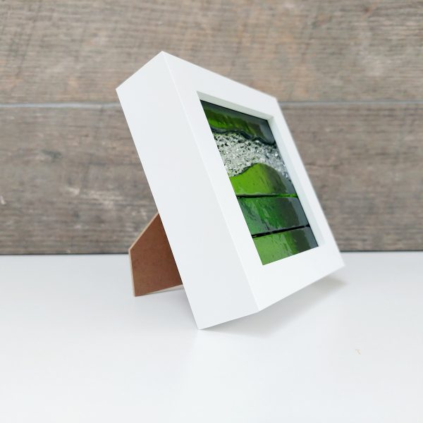 Artisan Green Glass Art Picture, Small Lime and Aventurine Green Fused Glass Framed Picture - Image 3