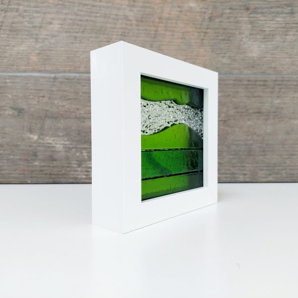Artisan Green Glass Art Picture, Small Lime and Aventurine Green Fused Glass Framed Picture - Image 5