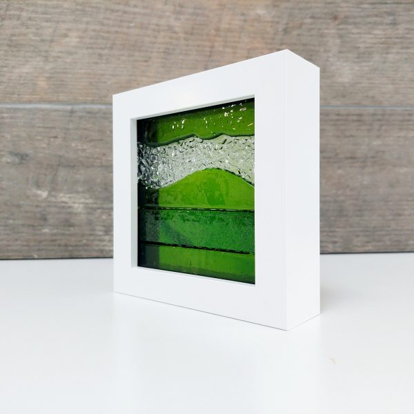 Artisan Green Glass Art Picture, Small Lime and Aventurine Green Fused Glass Framed Picture - Image 6