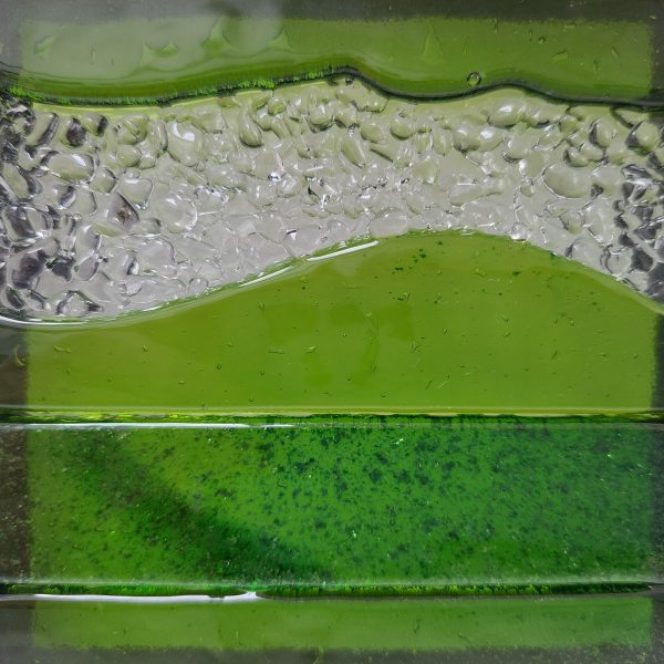 Artisan Green Glass Art Picture, Small Lime and Aventurine Green Fused Glass Framed Picture - Image 2
