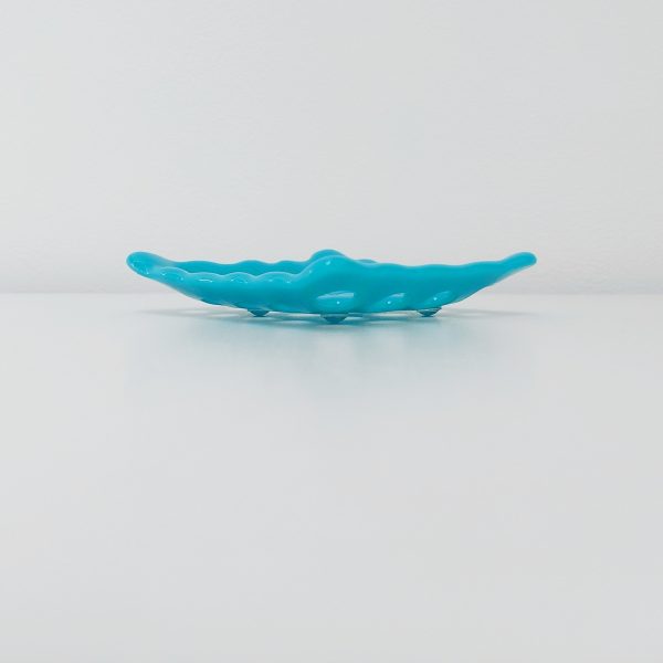 Pastel Turquoise Glass Art Soap Dish with Holes - Image 5