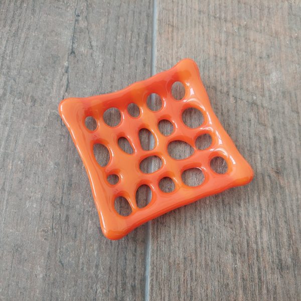 Vibrant Orange Glass Soap Dish with Holes - Image 6