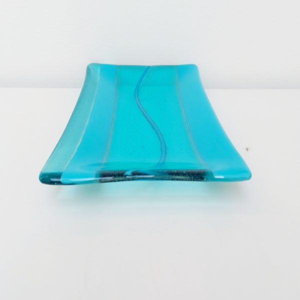 Handmade Turquoise Glass Art Plate - Image 4