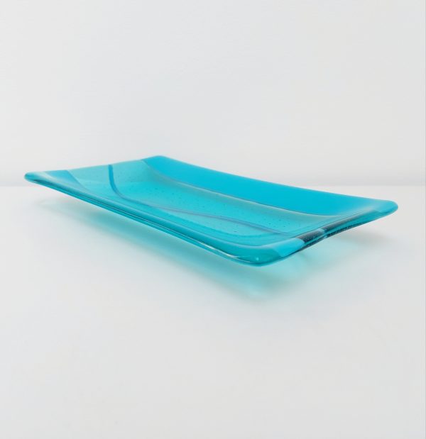 Handmade Turquoise Glass Art Plate - Image 2