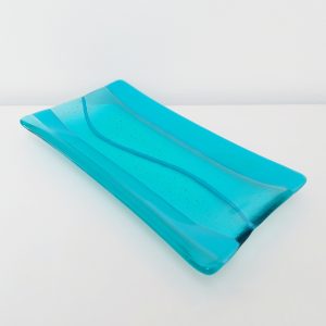 Handmade Turquoise Glass Art Plate