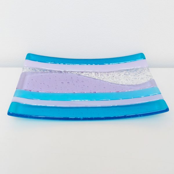 Lilac and Turquoise Textured Glass Art Tray - Image 5