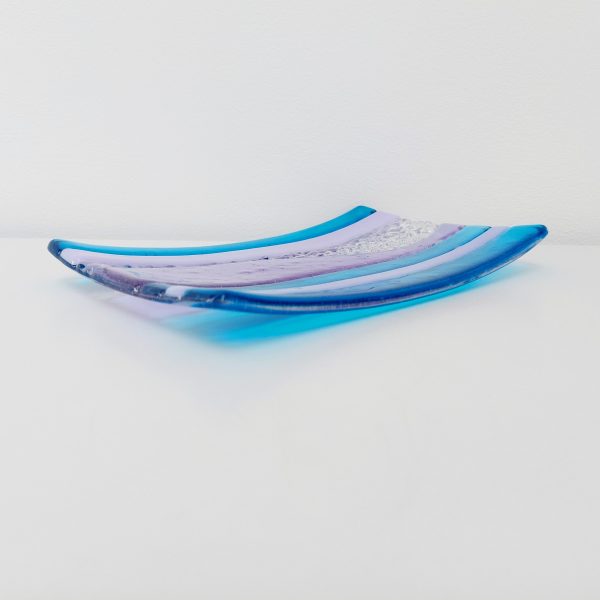 Lilac and Turquoise Textured Glass Art Tray - Image 6