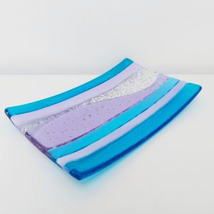 Lilac and Turquoise Textured Glass Art Tray