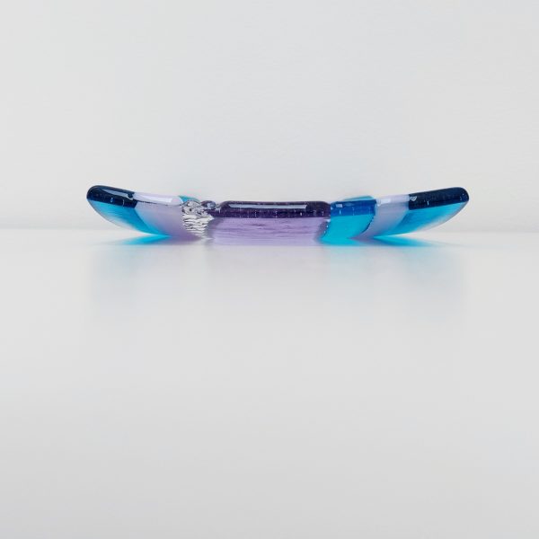 Lilac and Turquoise Textured Glass Art Tray - Image 3