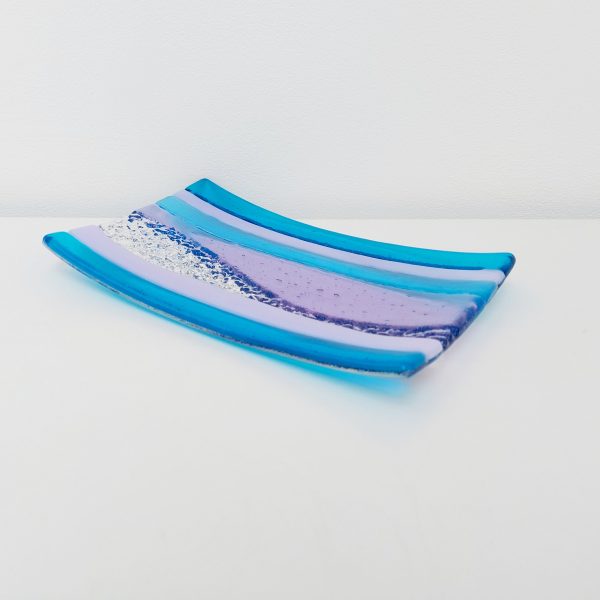 Lilac and Turquoise Textured Glass Art Tray - Image 7