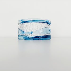 Coniston Water Glass Art Curve, Handmade Dark Blue Fused Glass Ornament