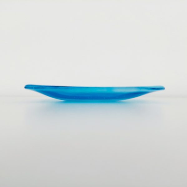 Winter in the Lakes Glass Art Trinket Dish, Handmade Turquoise and White Fused Glass Coffee Table Plate - Image 10