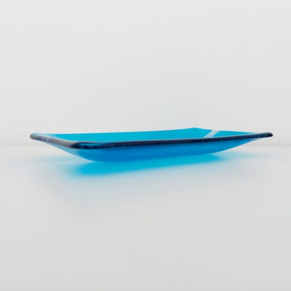 Contemporary Handmade Turquoise Glass Art Plate - Image 3