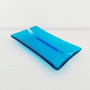 Contemporary Handmade Turquoise Glass Art Plate